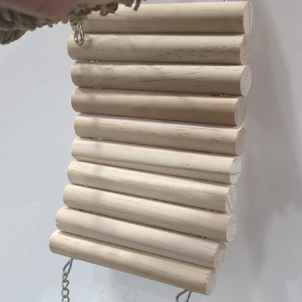 Natural Wood and Rope Bird Toy